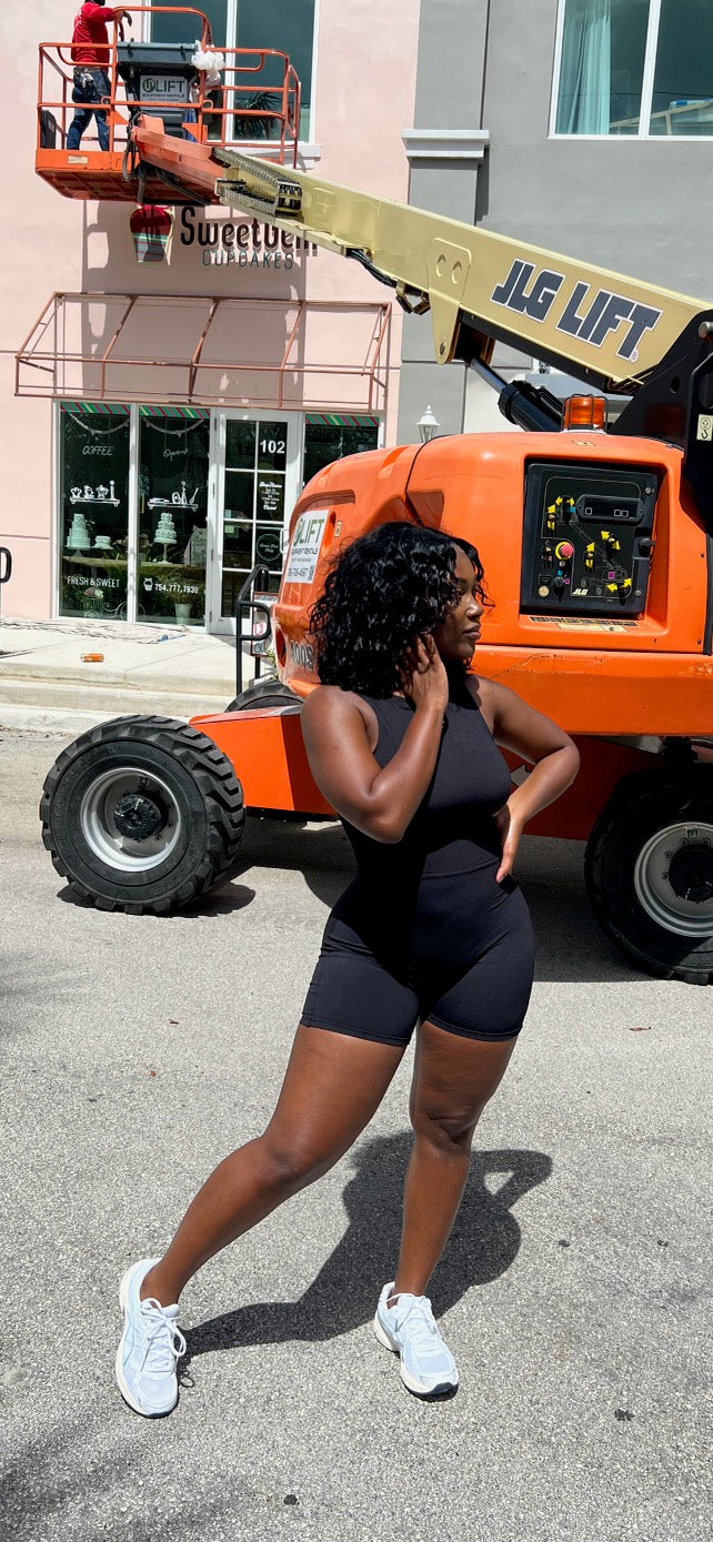 Black Waisted Glove Bodysuit No Waist Allowed